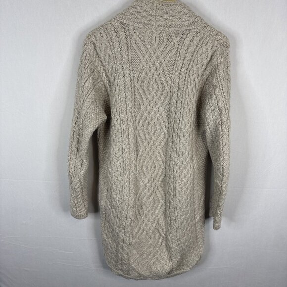 Aran Sweater Market Irish Wool Cardigan Women’s L Cable Knit Zip - Picture 6 of 11
